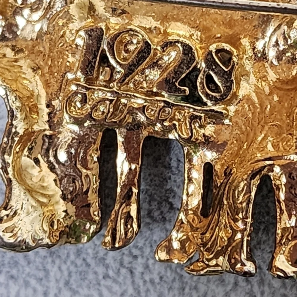 Vintage 1928 BroochnCares Gold Tone African Safari Animals Pin Nickel Free HUGE!